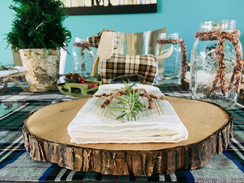 DIY wood log chargers close-up bark