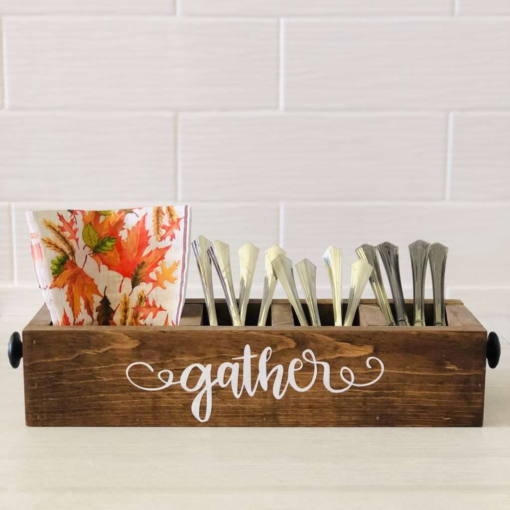 utensil caddy that says gather
