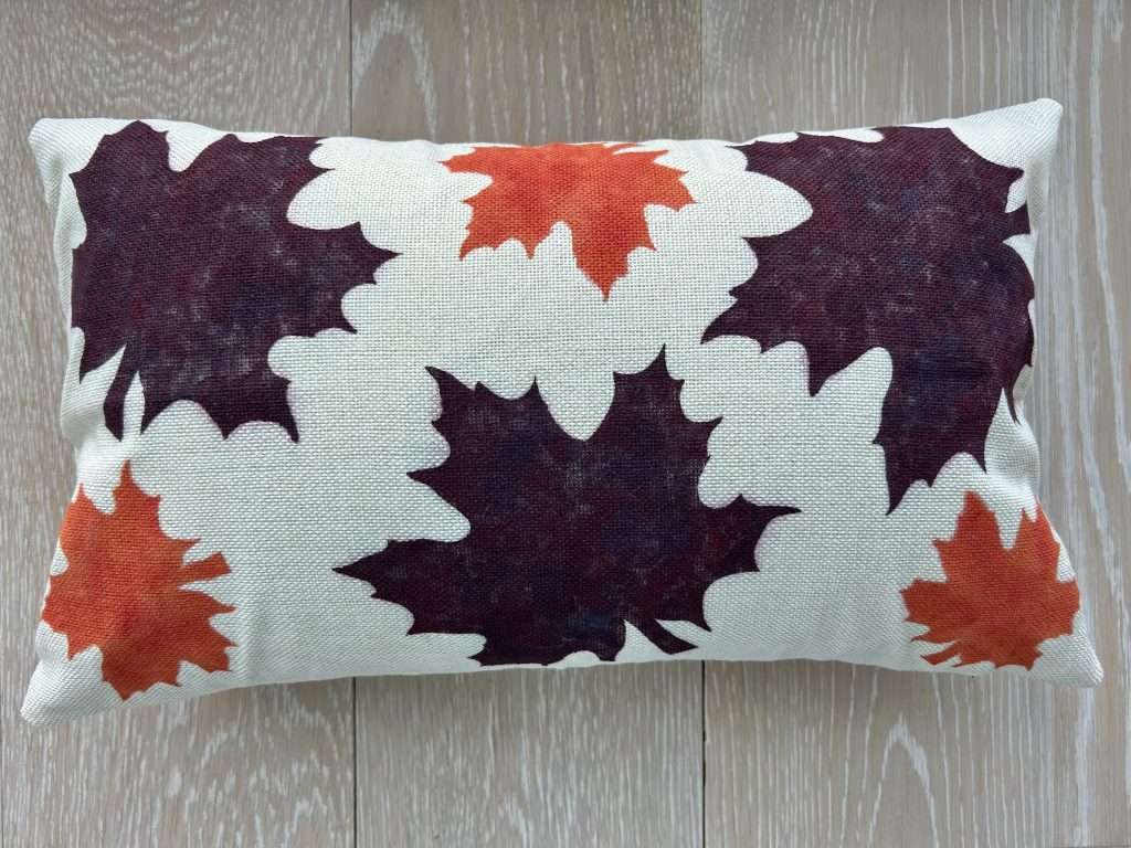 throw pillow cover painted with fall leaves