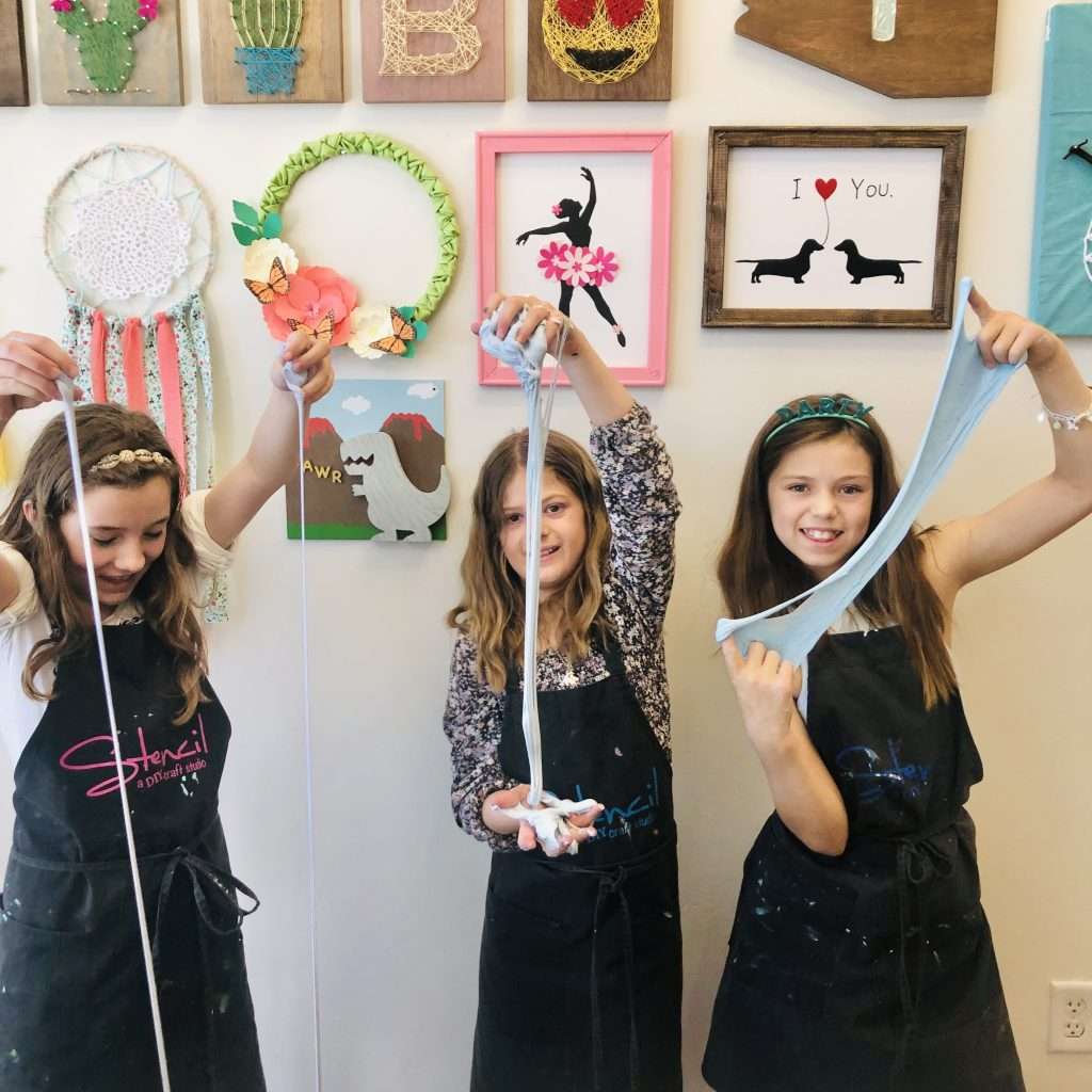 kids making slime