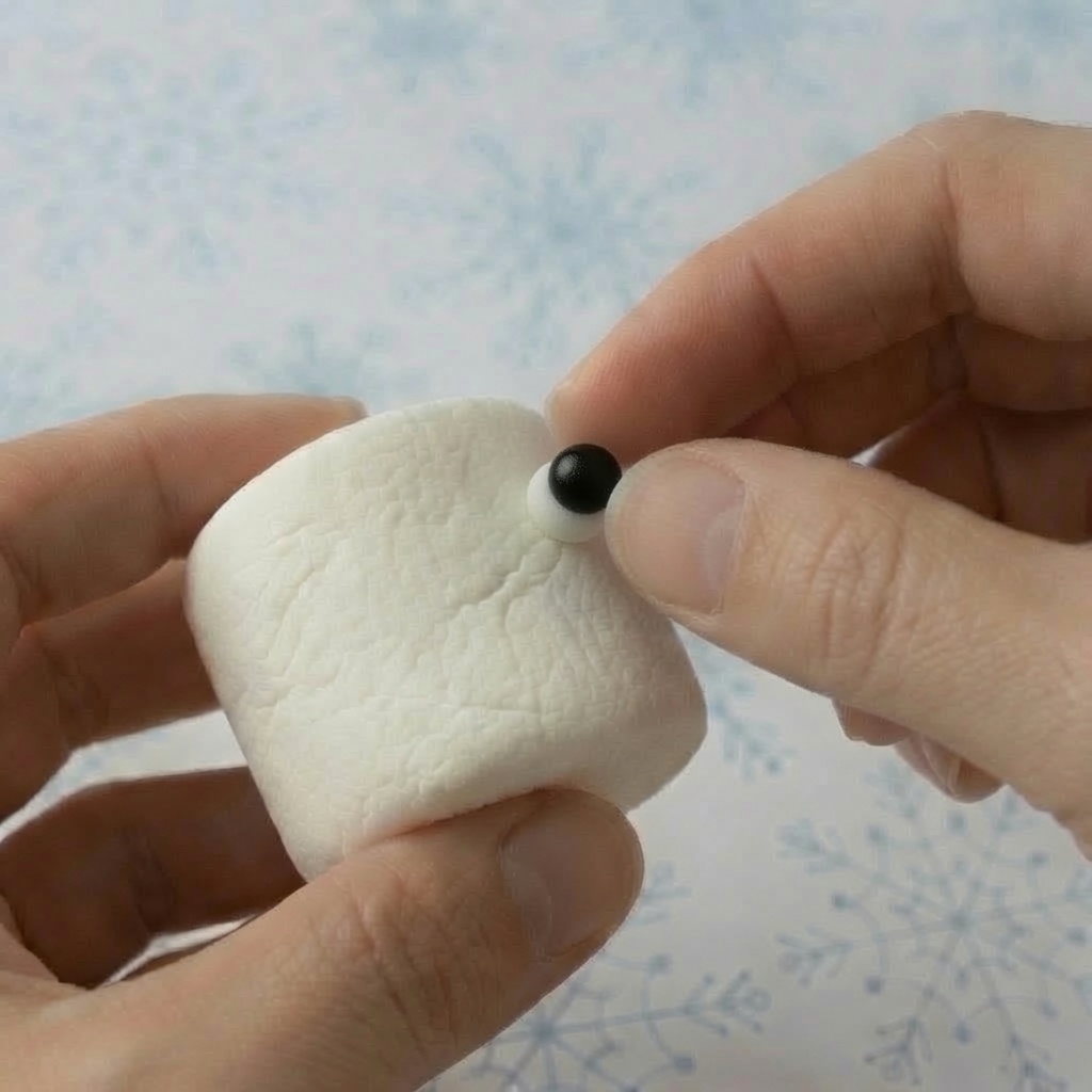 adding black pearl eye to marshmallow
